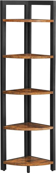 VASAGLE scaffale d'angolo con 5 livelli, libreria d'angolo, versatile scaffale d'archiviazione per soggiorno, camera da letto, ufficio, stile industriale