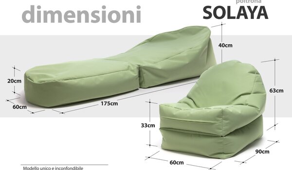 Solaya pouf sacco reversibile in chaise longue