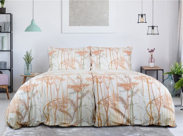 Set copripiumino e federa bianco/color terracotta in crêpe per letto singolo 140x200 cm Caraway – B.E.S