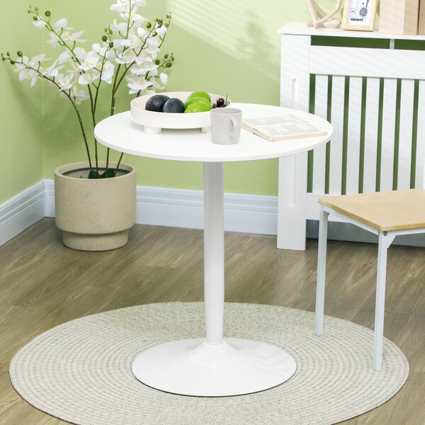 HOMCOM Tavolo Rotondo Moderno per 2 Persone in MDF e Acciaio , Ø70x75cm, Bianco|Aosom