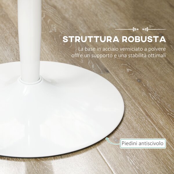HOMCOM Tavolo Rotondo Moderno per 2 Persone in MDF e Acciaio , Ø70x75cm, Bianco|Aosom