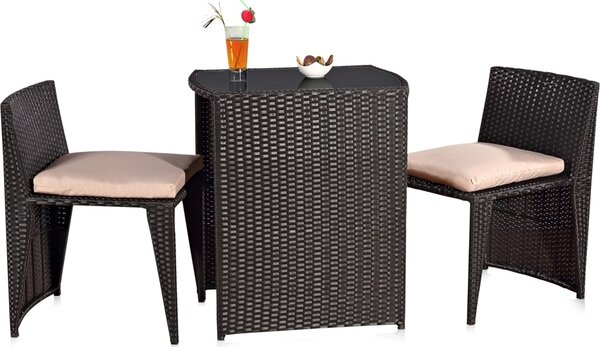 Set di 3 mobili da giardino Melko in polyrattan - nero