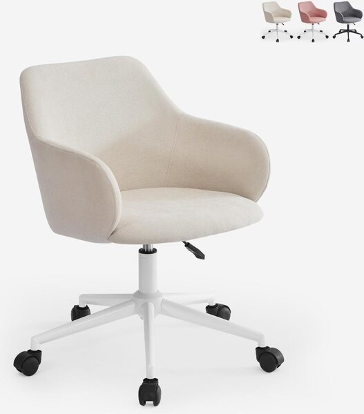 Sedia girevole in tessuto con braccioli Office Homeoffice Kivri - Bianco