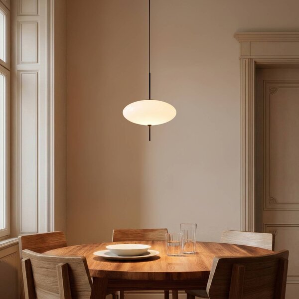Lampada a sospensione in vetro Hikari Lindby, dimmerabile, Bianco / Opale, Soggiorno / Sala da pranzo, Vetro, Moderno, Lampada a sospensione