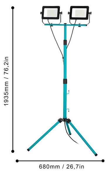 EGLO Faretto da esterno a LED Avelar, nero/turchese, altezza 193 cm, metallo Avelar, Nero, Alluminio