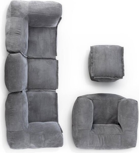 LUMALAND Modular Basic Set (5 pezzi) della gamma Cord - Rivestimento morbido e lavabile - Grigio