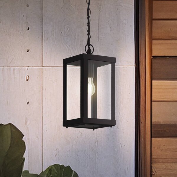 EGLO Lampada a sospensione da esterno Alamonte 1, nera, lunghezza 15 cm, metallo 1, Nero, Metallo