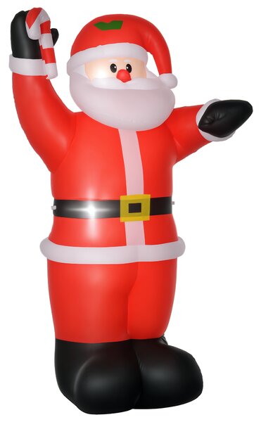 HOMCOM Gonfiabile Decorazione Natalizia, Babbo Natale da 2,4 m con Illuminazione a LED, Bastone Dolce | Aosom Italy