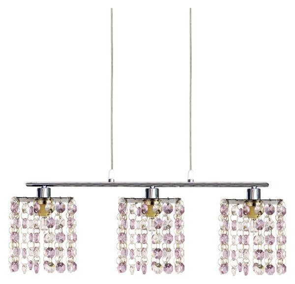 Lampada a sospensione sopra il tavolo da pranzo CLASSIC - 3xG9, 40W, cromata / viola
