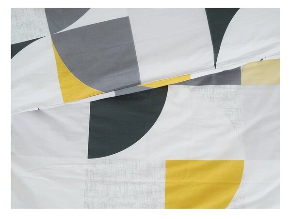 Set copripiumino e federa giallo/grigio in crêpe per letto singolo 140x200 cm Geometries – B.E.S