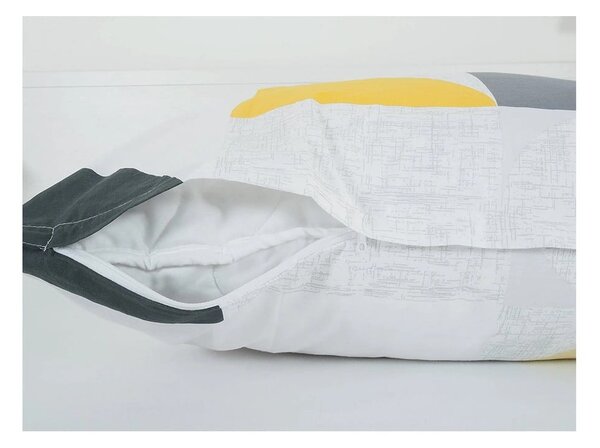 Set copripiumino e federa giallo/grigio in crêpe per letto singolo 140x200 cm Geometries – B.E.S