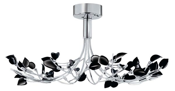 7W Wisteria Lampada cromata a 10 luci con foglie nere