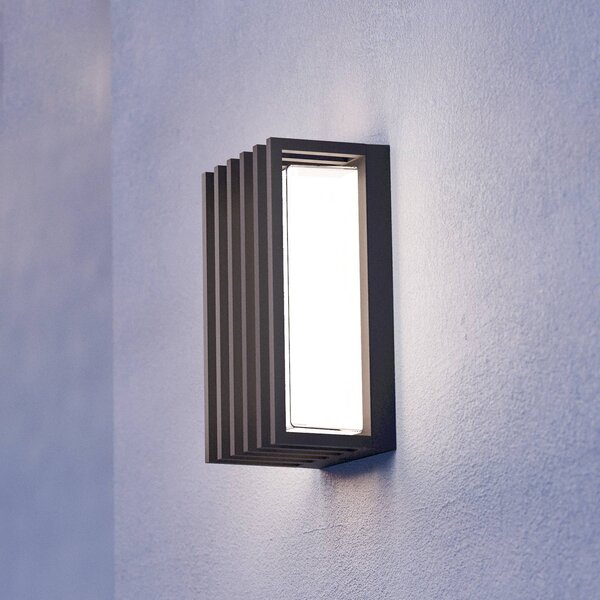 EGLO Applique da esterni LED Genovese, nera, altezza 24 cm, con sensore Genovese, Nero, Alluminio, Moderno, Applique da esterni