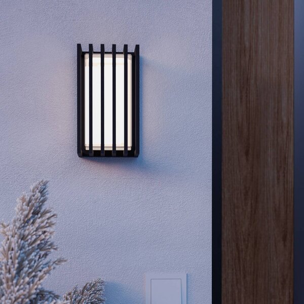 EGLO Applique da esterni LED Genovese, nera, altezza 24 cm, con sensore Genovese, Nero, Alluminio, Moderno, Applique da esterni