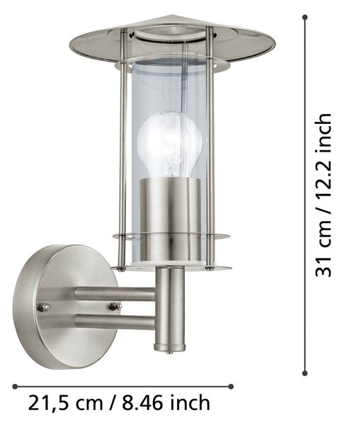 EGLO Applique da esterni Lisio, Alluminio / Grigio / Zincato, Acciaio Inox, Applique da esterni