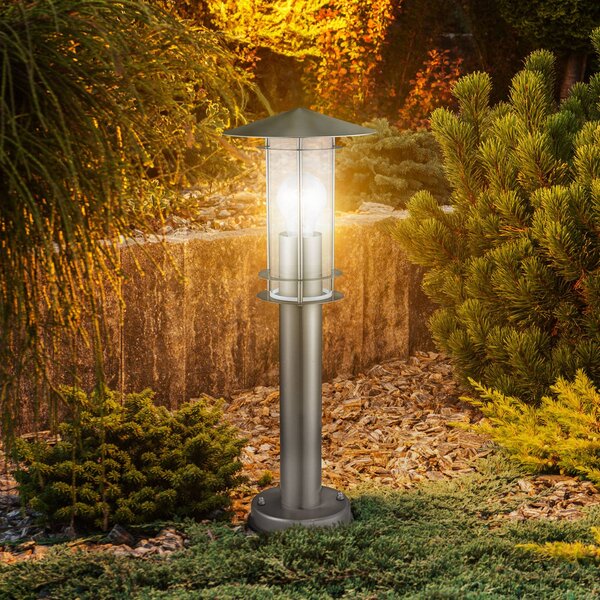 EGLO Lampione da giardino Lisio, Alluminio / Grigio / Zincato, Acciaio Inox, Lampada da esterni