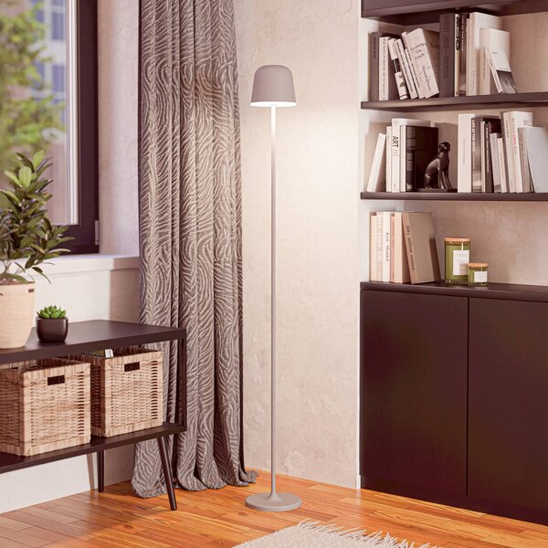 EGLO Lampada da terrazza a LED batteria Mannera-L, grigia, altezza 140 cm, metallo dimmerabile, Alluminio / Grigio / Zincato, Alluminio, Moderno