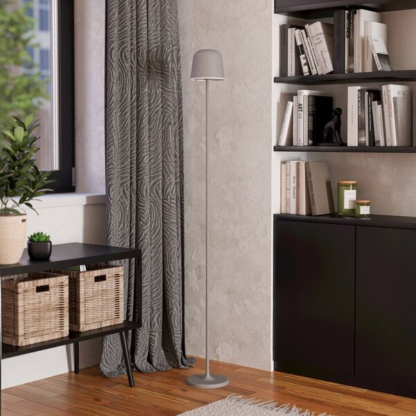 EGLO Lampada da terrazza a LED batteria Mannera-L, grigia, altezza 140 cm, metallo dimmerabile, Alluminio / Grigio / Zincato, Alluminio, Moderno