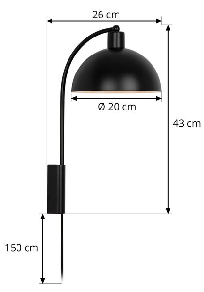 Nordlux Applique da parete Ellen 20, Nero, Soggiorno / Sala da pranzo, Metallo, Scandinavo, Applique