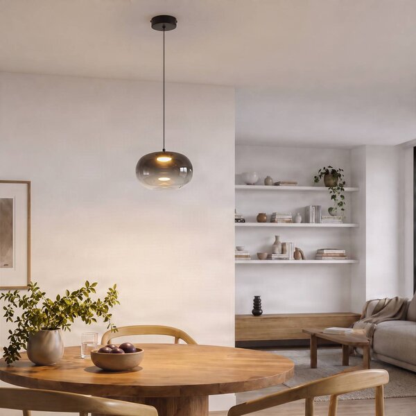 Lampada a sospensione Vaso Milagro Lighting, Alluminio / Grigio / Zincato, Soggiorno / Sala da pranzo, Vetro, Moderno, Lampada a sospensione