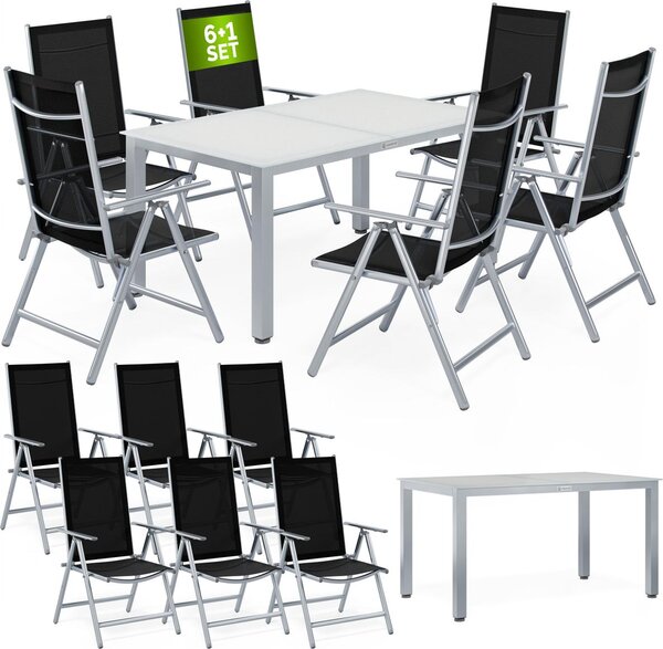 CASARIA® Set Tavolo e Sedie da Giardino Bern 6 +1 Alluminio Bern Schienale 8 Posizioni Balcone Patio