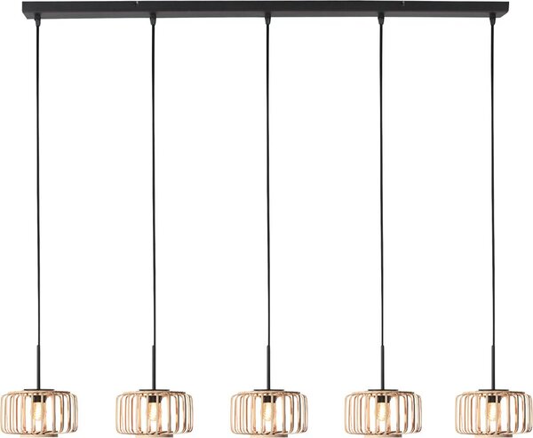 Mexlite - lampada a sospensione - HaloSwap - naturale nero - bambù - grande lampada da tavolo da pranzo - E27 - 4527ZW