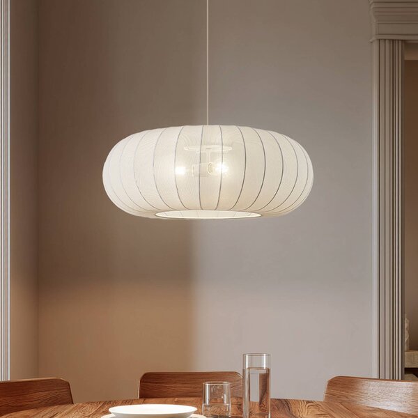 Lampada a sospensione Helin Lindby, dimmerabile, Bianco / Opale, Soggiorno / Sala da pranzo, Tessuto / Stoffa / Seta, Scandinavo, Lampada a sospensione