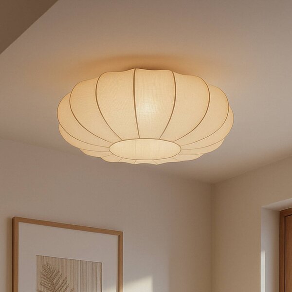 Plafoniera soffitto Helin Lindby, dimmerabile, Crema / Ambra, Soggiorno / Sala da pranzo, Tessuto / Stoffa / Seta, Scandinavo, Plafoniera