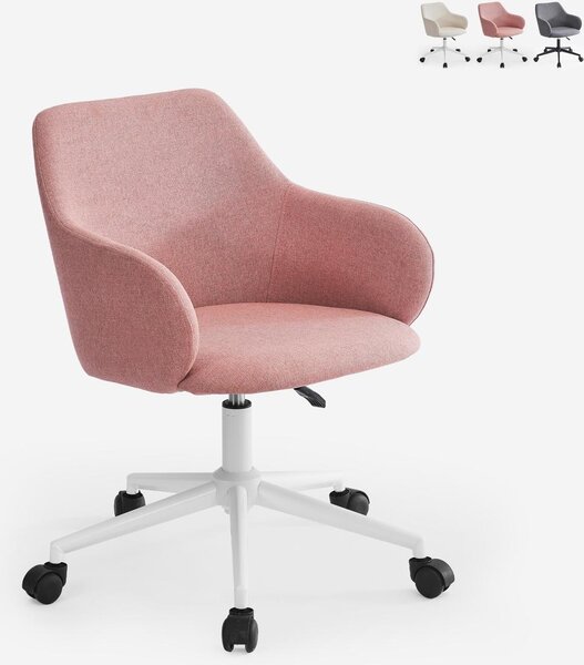 Sedia girevole in tessuto con braccioli Office Homeoffice Kivri - Rosa