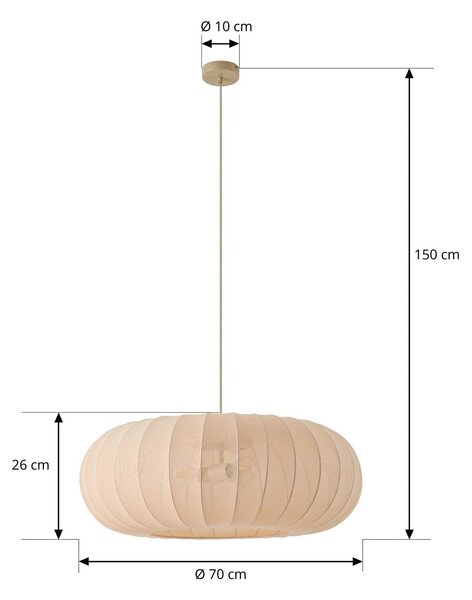 Lampada a sospensione Helin Lindby, dimmerabile, Crema / Ambra, Soggiorno / Sala da pranzo, Tessuto / Stoffa / Seta, Scandinavo, Lampada a sospensione