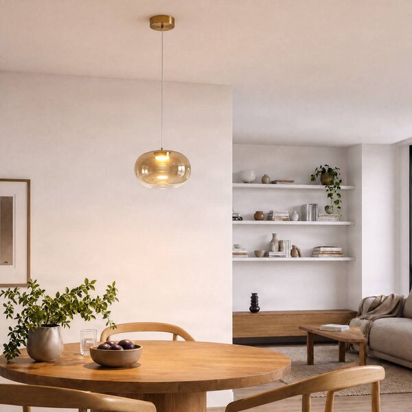 Lampada a sospensione Vaso Milagro Lighting, Crema / Ambra, Soggiorno / Sala da pranzo, Vetro, Moderno, Lampada a sospensione