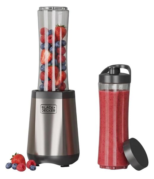 Black & Decker Frullatore con Bicchiere Potenza 500W Capacit 0,6 Litri colore Inox/Black - BXJB1204E