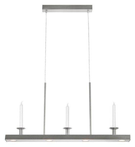 Markslöjd Lampada LED a sospensione Dining, nichel, ferro, lunghezza 82 cm, dimmerabile. dimmerabile, Alluminio / Grigio / Zincato, Soggiorno / Sala da pranzo, Metallo