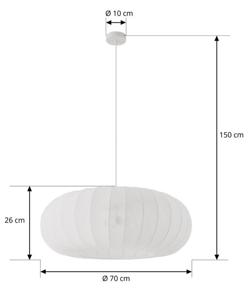 Lampada a sospensione Helin Lindby, dimmerabile, Bianco / Opale, Soggiorno / Sala da pranzo, Tessuto / Stoffa / Seta, Scandinavo, Lampada a sospensione