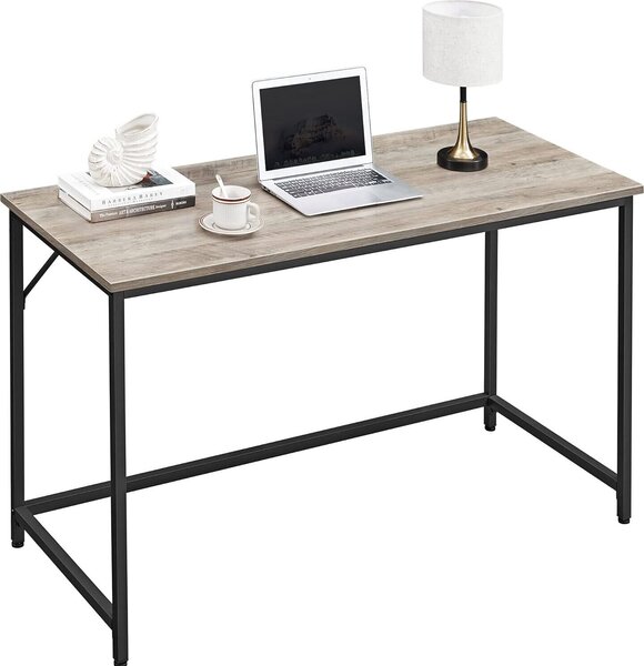 VASAGLE scrivania per computer scrivania per studio camera da letto 60 x 120 x 76 cm design industriale struttura in metallo grigio-nero