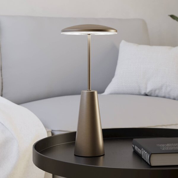 EGLO Lampada a LED ricaricabile Piccola, color bronzo, altezza 28 cm, IP54 dimmerabile, Bronzo / Ottone antico, Soggiorno / Sala da pranzo, Metallo, Moderno