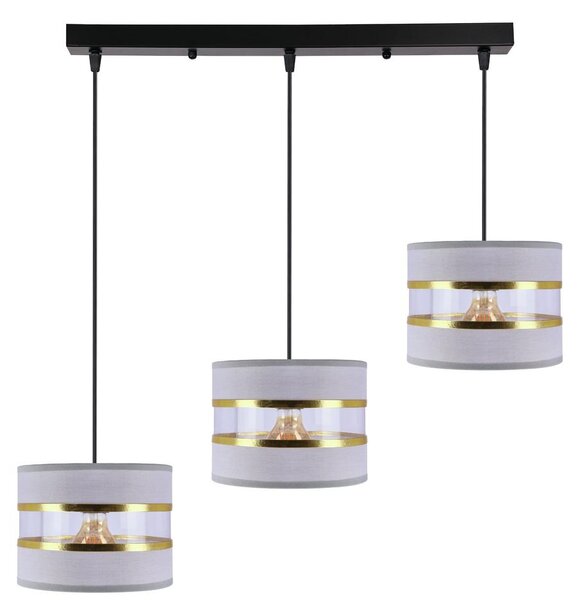 Lampada moderna a sospensione sopra il tavolo da pranzo PANDY - 3xE27, 40W, nero / oro / grigio
