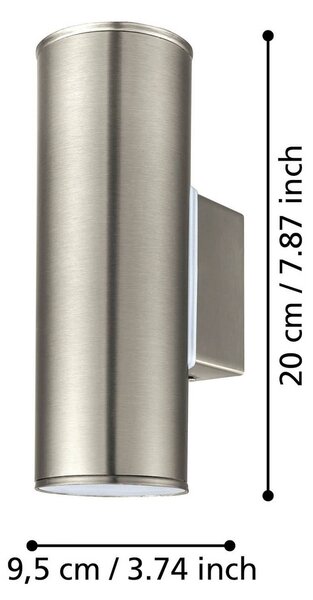 EGLO Applique da esterni Riga, Alluminio / Grigio / Zincato, Acciaio Inox, Moderno, Applique da esterni