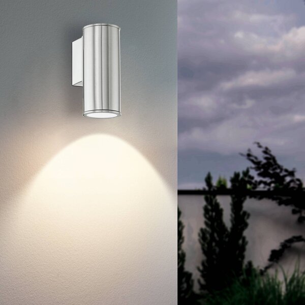 EGLO Applique da esterni Riga, Alluminio / Grigio / Zincato, Acciaio Inox, Moderno, Applique da esterni