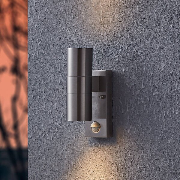 EGLO Applique Riga 5 in acciaio inossidabile 21 cm, inossidabile, sensore a, Alluminio / Grigio / Zincato, Acciaio Inox, Moderno, Applique da esterni