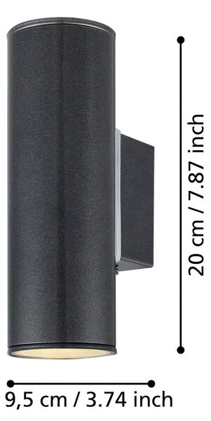EGLO Applique da esterni Riga, Alluminio / Grigio / Zincato, Metallo, Moderno, Applique da esterni