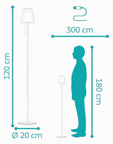 EGLO Lampada da terrazza a LED solare Scordiano-L, bianca, altezza 120 cm Scordiano-L, Bianco / Opale, Metallo, Moderno