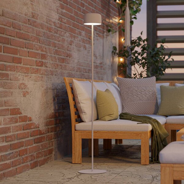 EGLO Lampada da terrazza a LED solare Roccanova-L, bianca, altezza 120 cm Roccanova-L, Bianco / Opale, Metallo, Moderno