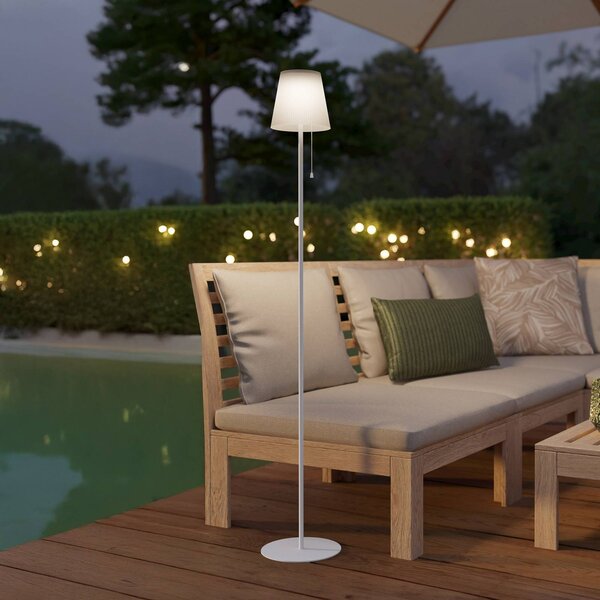 EGLO Lampada da terrazza a LED solare Scordiano-L, bianca, altezza 120 cm Scordiano-L, Bianco / Opale, Metallo, Moderno