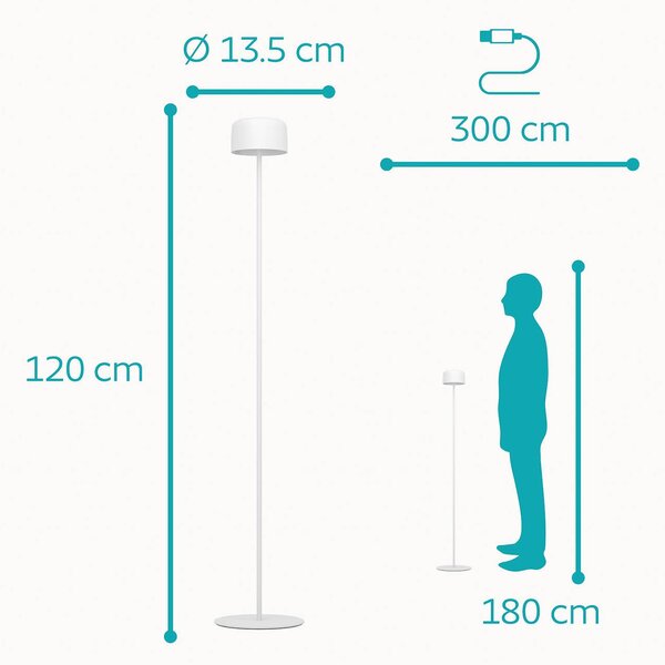 EGLO Lampada da terrazza a LED solare Roccanova-L, bianca, altezza 120 cm Roccanova-L, Bianco / Opale, Metallo, Moderno