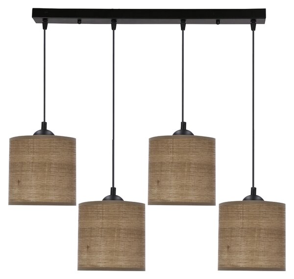 Lampada a sospensione scandinava e tavolo da pranzo LEGNO - 4xE27, 40W, noce / nero