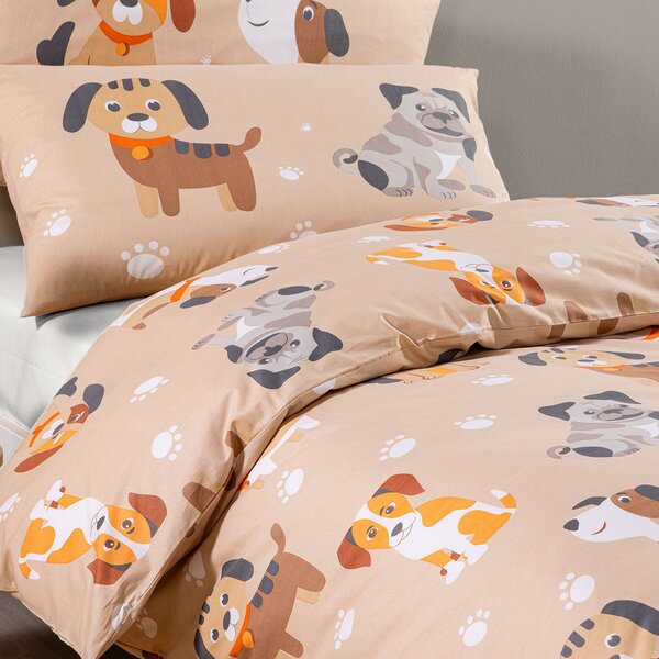 Copripiumino Con Federe In Cotone Cuccioli Singolo Caleffi Kids Ragazzo Naturale Caleffi