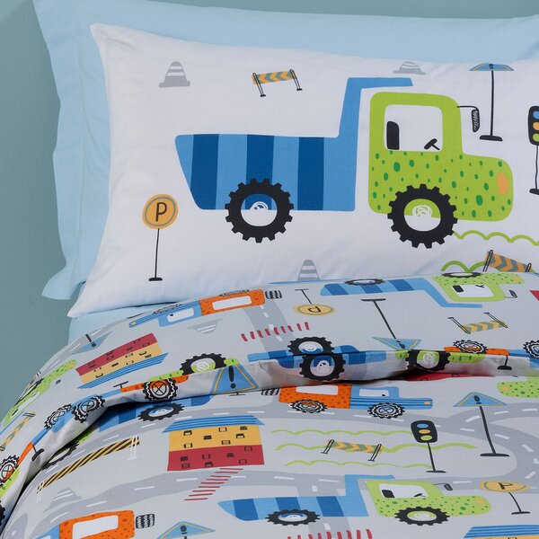 Copripiumino Con Federe In Cotone City Car Singolo Caleffi Kids Ragazzo Grigio Caleffi