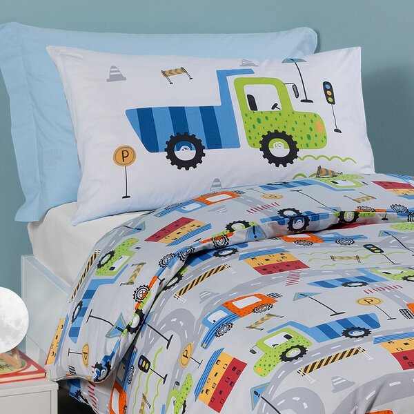 Copripiumino Con Federe In Cotone City Car Singolo Caleffi Kids Ragazzo Grigio Caleffi