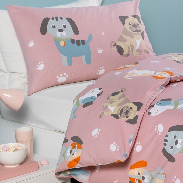 Copripiumino Con Federe In Cotone Cuccioli Singolo Caleffi Kids Ragazzo Rosa Caleffi
